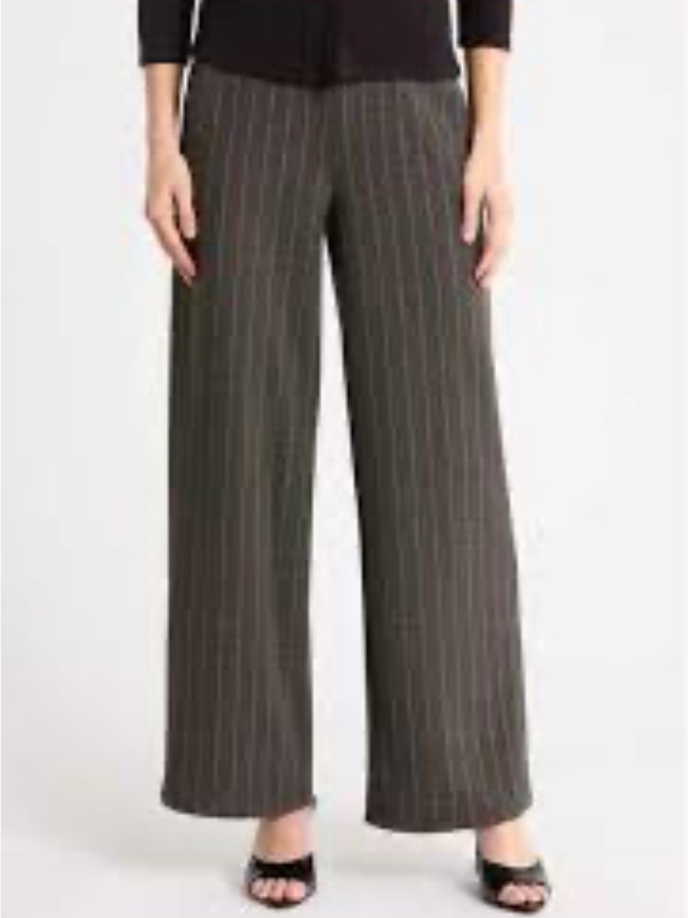 Women’s MAX STUDIO Dark Charcoal Pinstripe Double Knit Wide Leg Pants Size 6